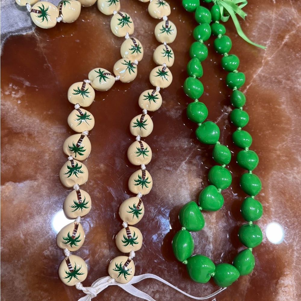 Hawaiian kukui nut satin knotted long Necklaces - unworn